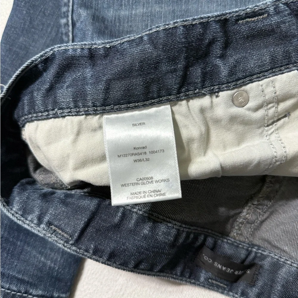 Silver Konrad Jeans Mens 36x31 Slim Fit Straight Blue Denim‎ Dark Wash